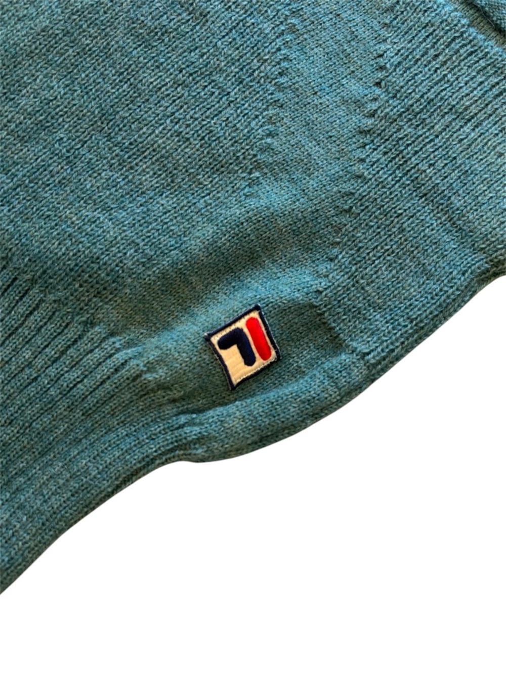 Vintage Fila Made in Italy Virgin Wool Sweater Green Crewneck Mens M 90s Knit - Picture 5 of 8